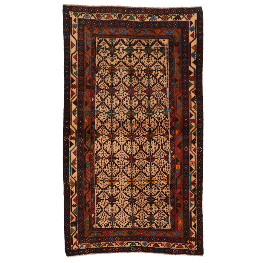 3'9 x 6'8 Hand-Knotted Afghan Turkmen Area Rug