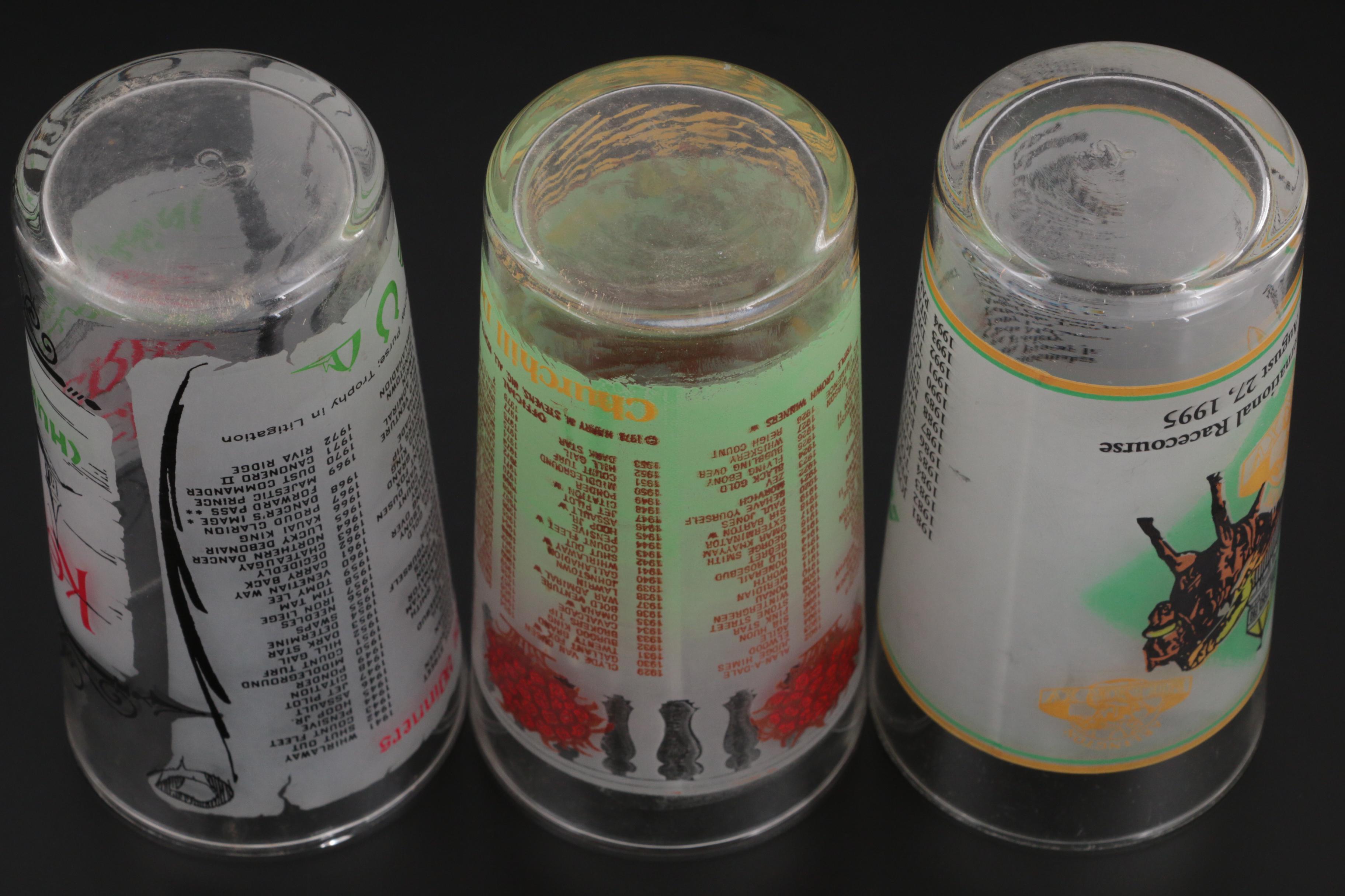 1970s-1990s Libbey Kentucky Derby Julep Glasses with Triple Crown Years