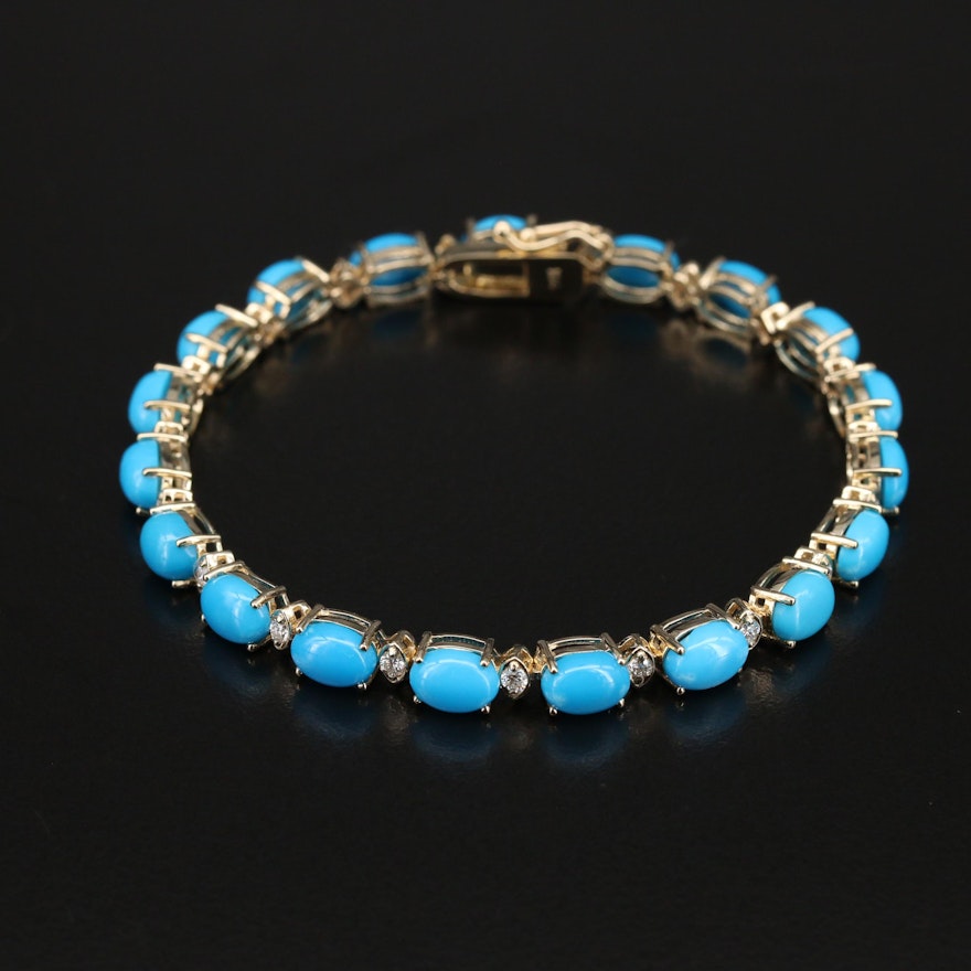 14K Turquoise and Diamond Bracelet