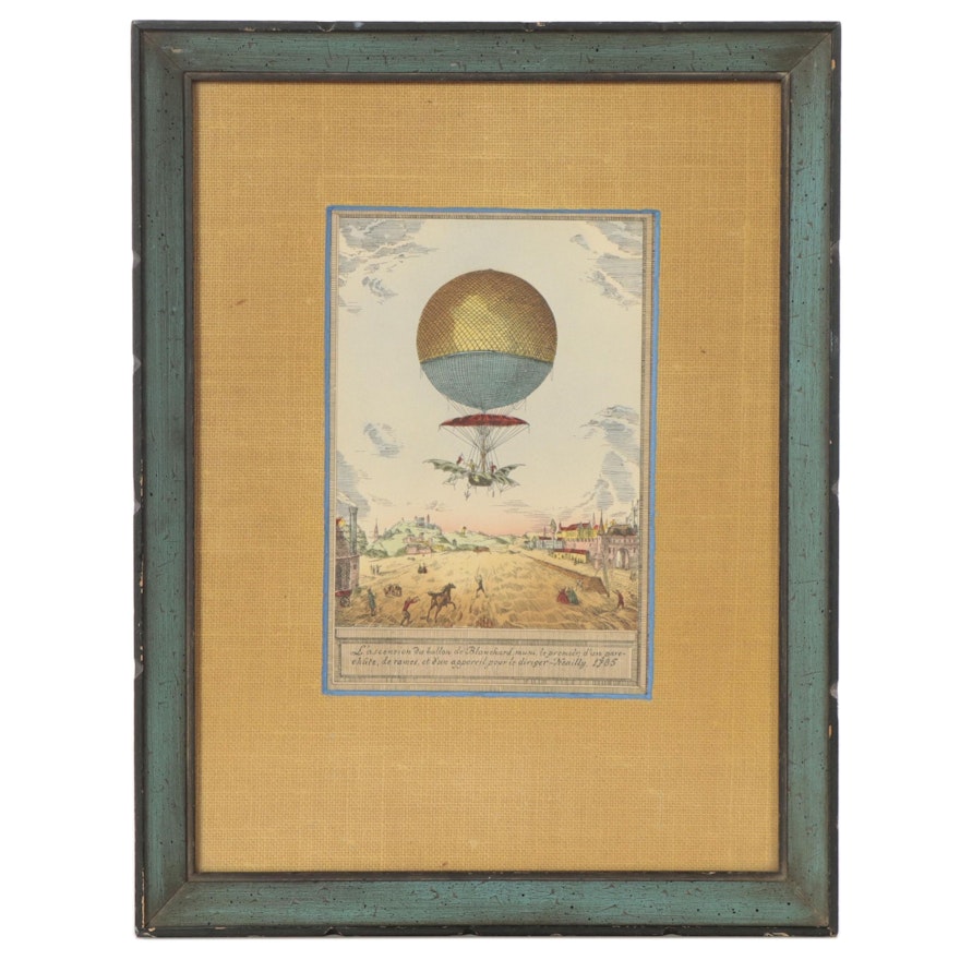 Hand-Colored Lithograph After Charles Dupont "Hot Air Baloon"