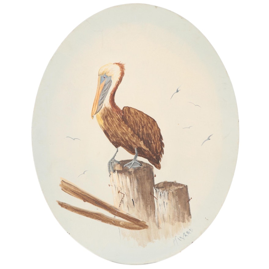 Oil Painting of a Pelican Attributed to Mary Love Ward