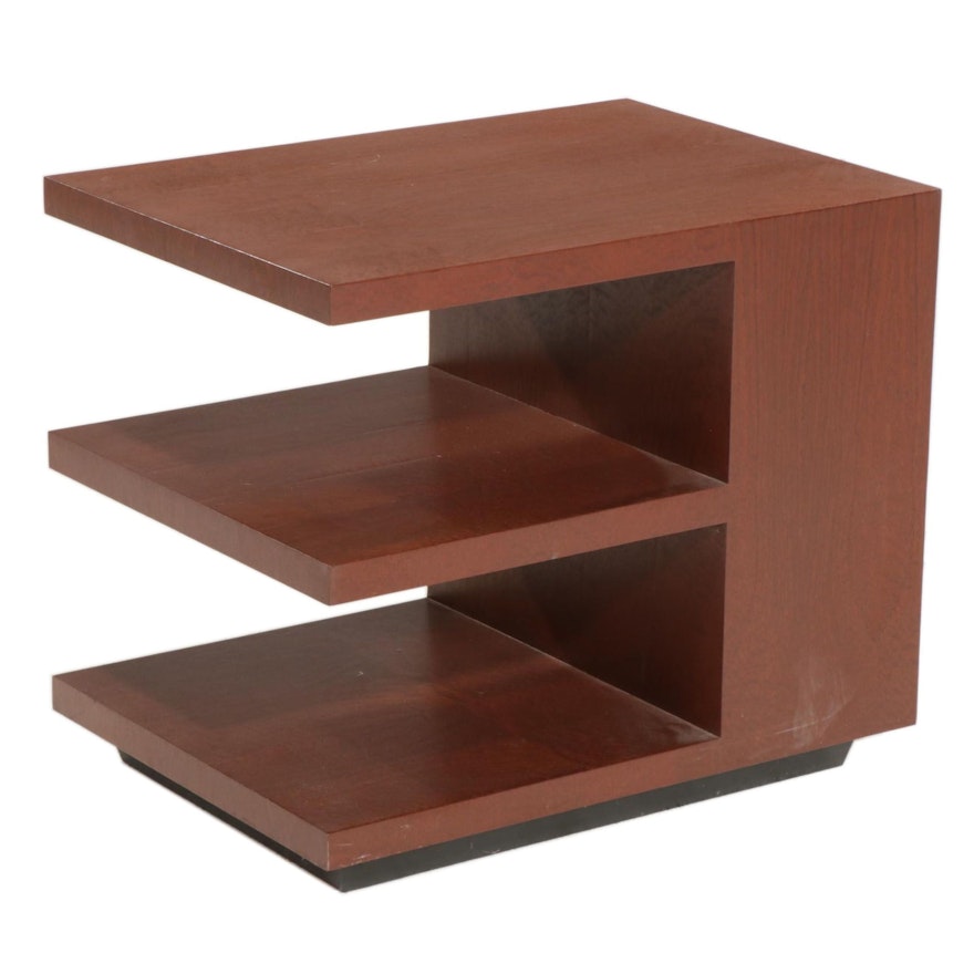 Contemporary Modernist Style Wooden Three-Tier Side Table
