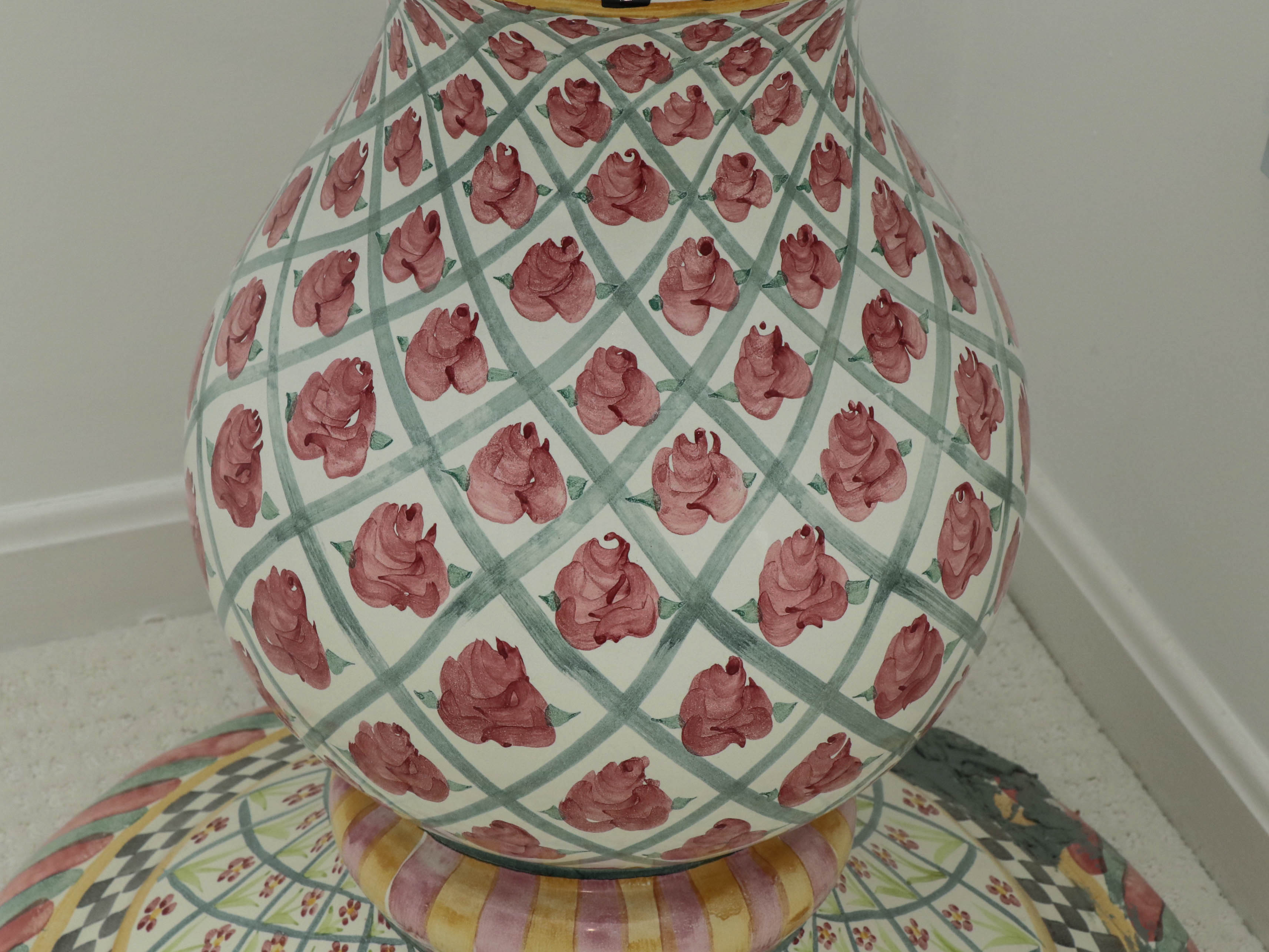 MacKenzie-Childs Terracotta Pedestal Side Table with Glass Top