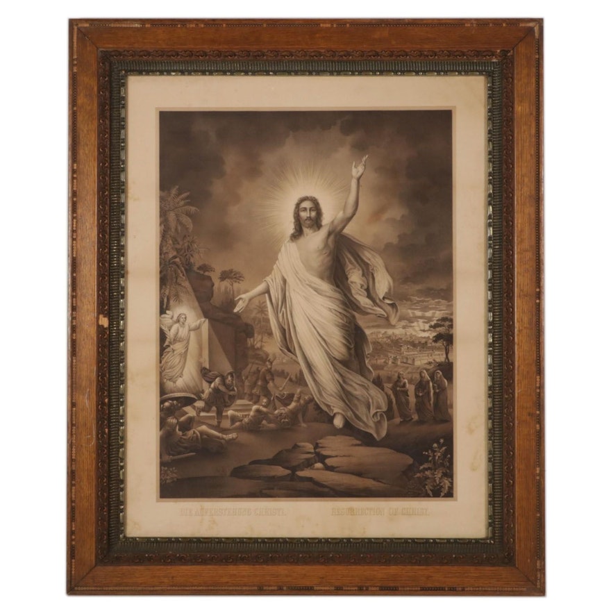 Friedrich Wilhelm Wehle Lithograph "Resurrection of Christ," Circa 1891