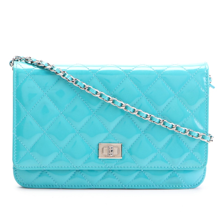 Chanel Reissue 2.55 Wallet On Chain in Blue Patent Leather