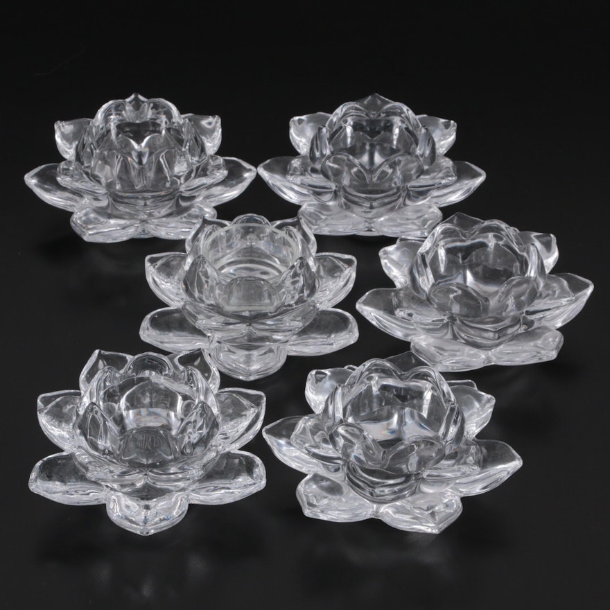 Mikasa Crystal Flower Form Votive Holders, Contemporary