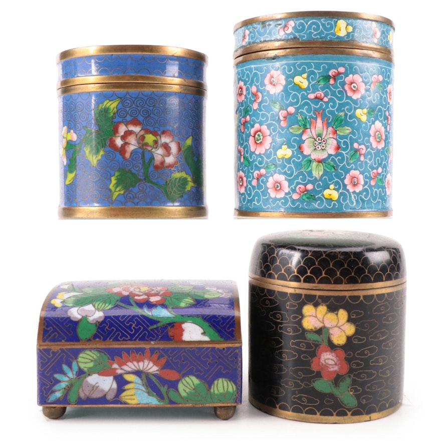 Chinese Cloisonné Trinket Boxes, Mid to Late 20th Century