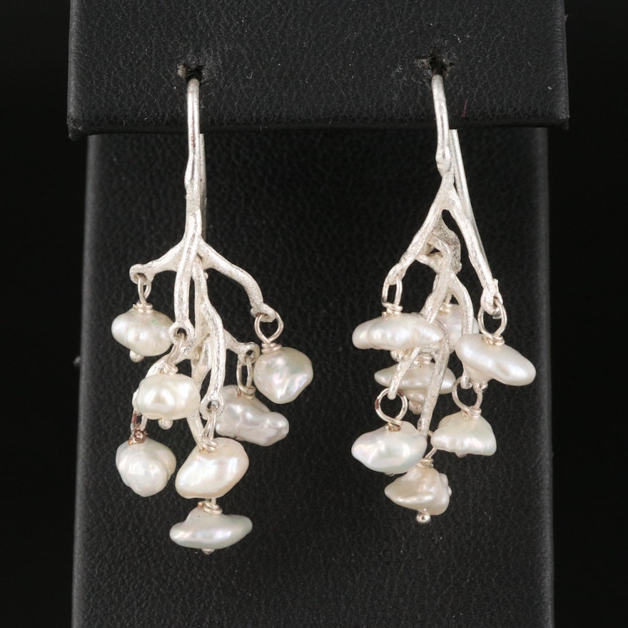 Biomorphic Pearl Drop Earrings