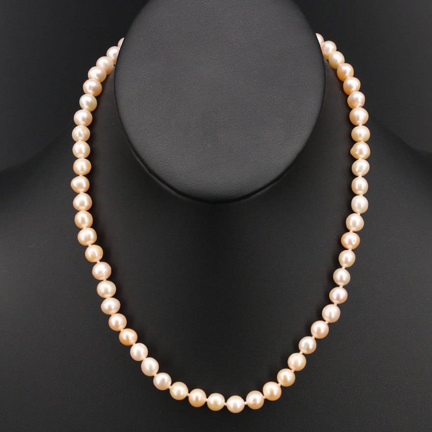 Semi-Baroque Pearl Necklace with 14K Clasp