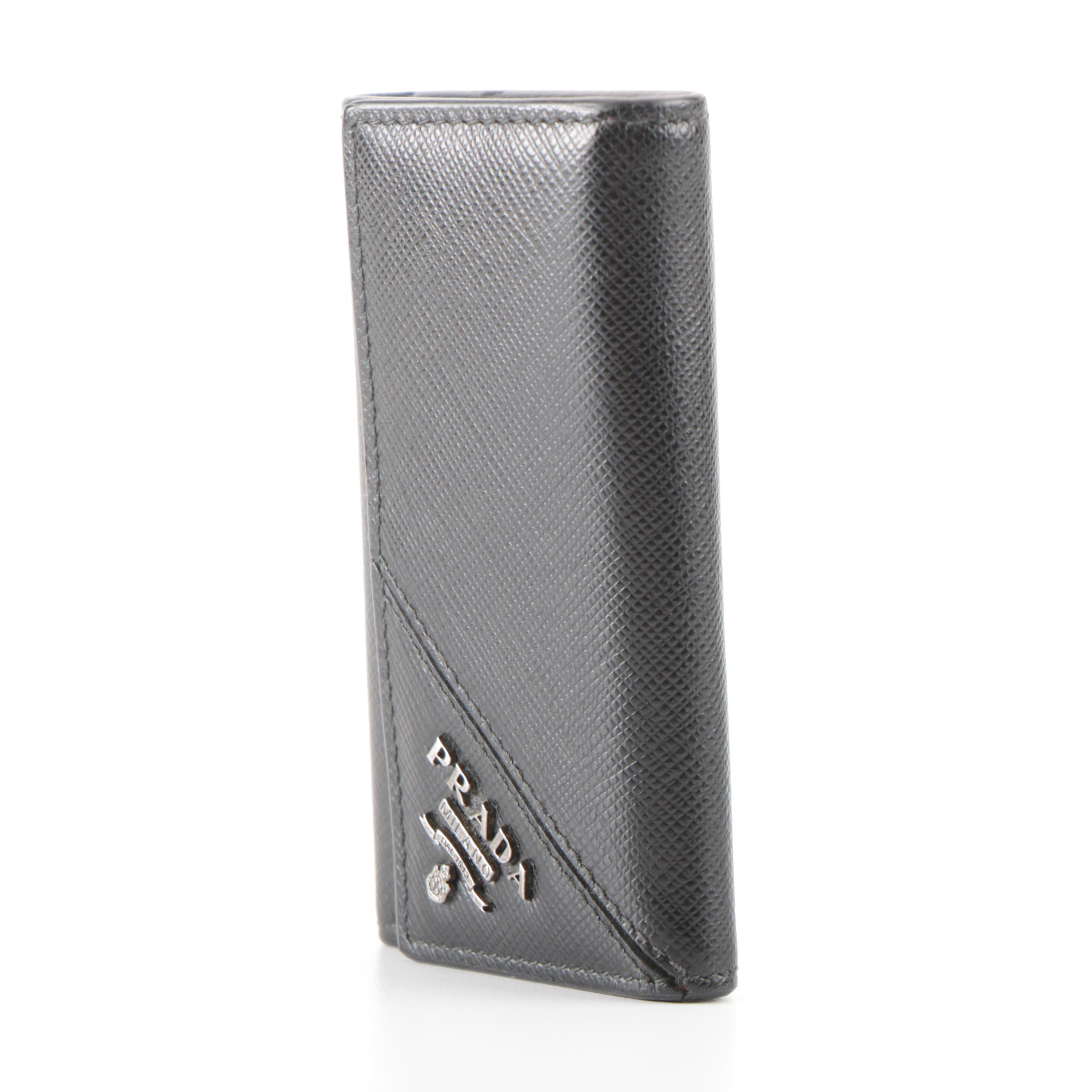 Prada Six-Key Holder in Black Saffiano Leather