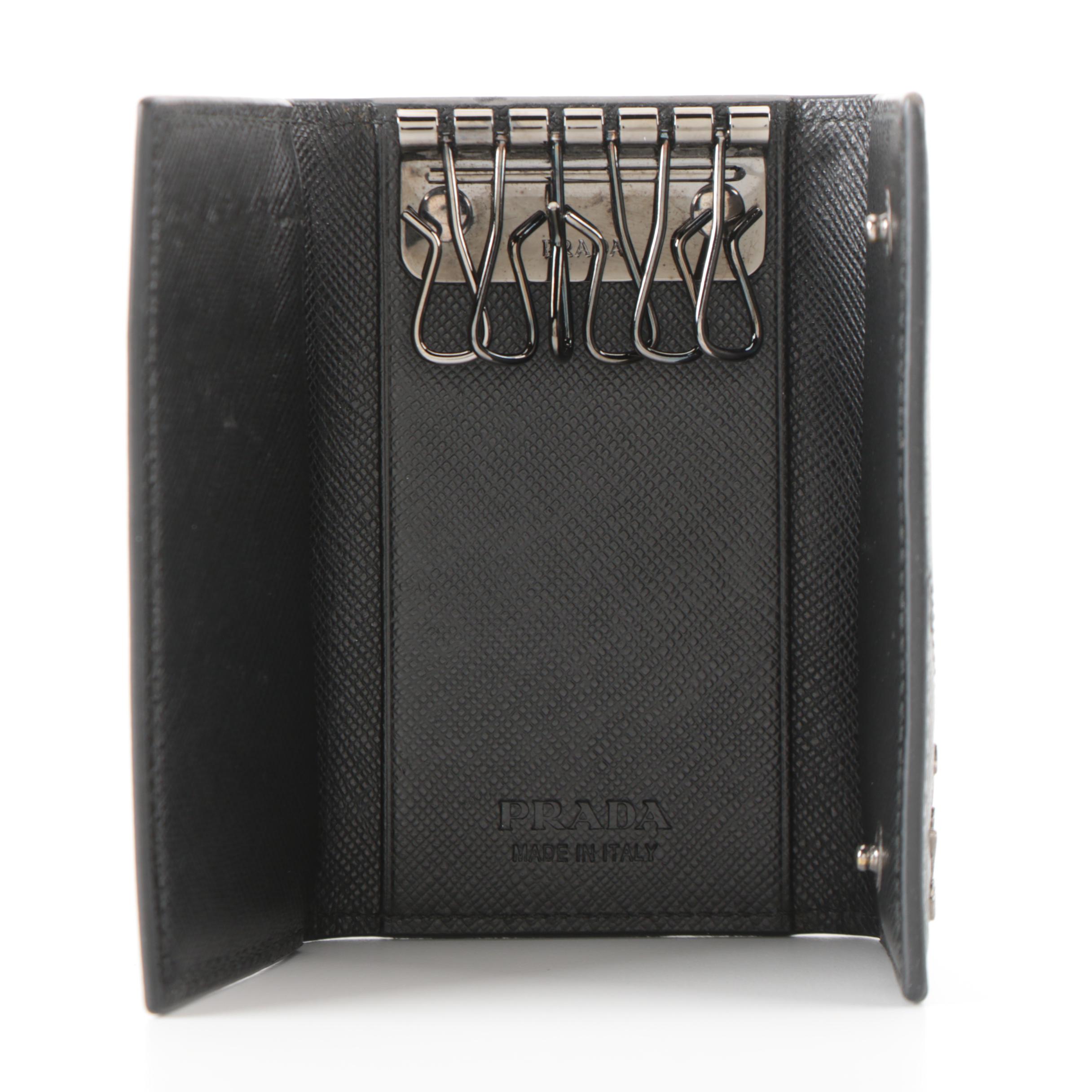 Prada Six-Key Holder in Black Saffiano Leather