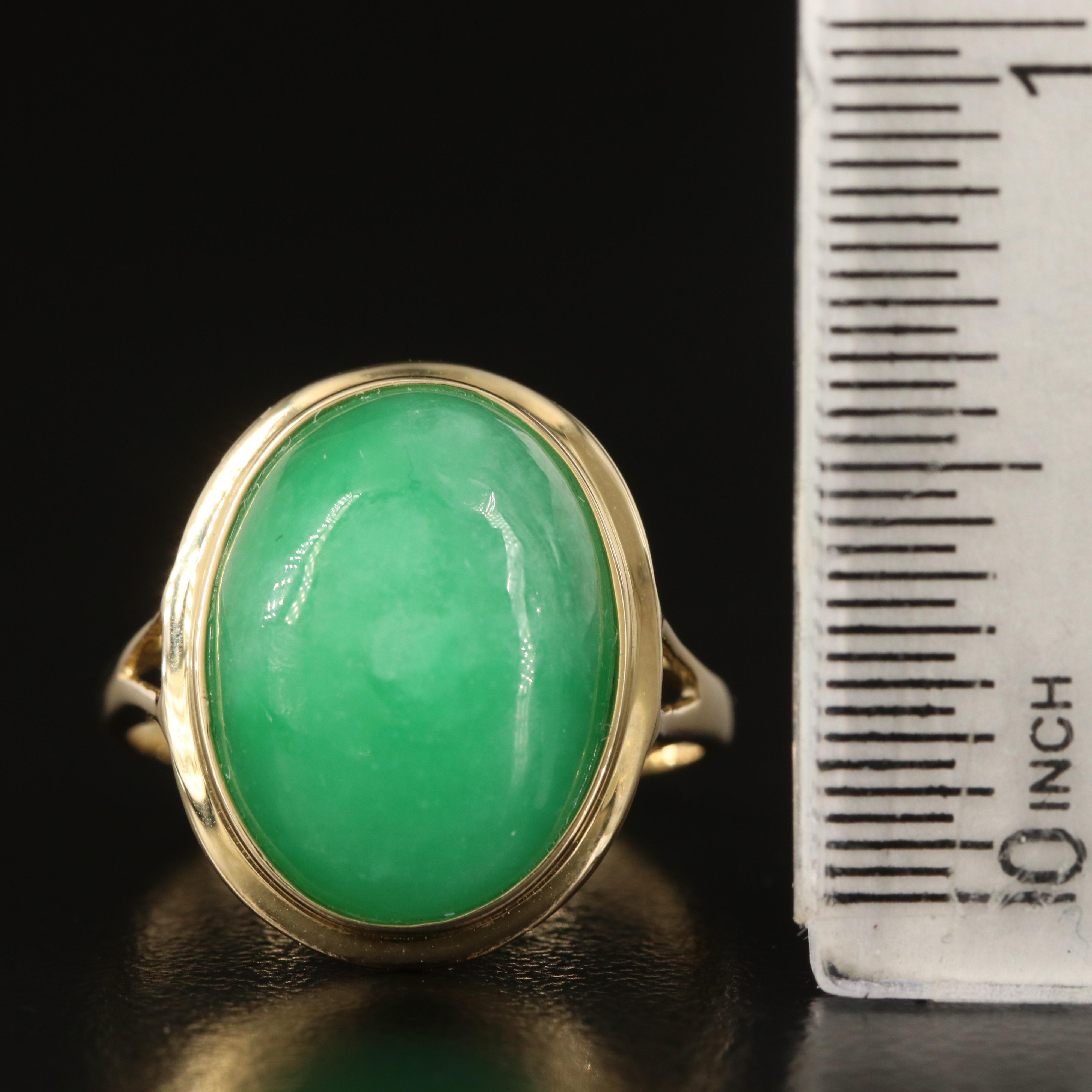 14K Jadeite Cabochon Ring