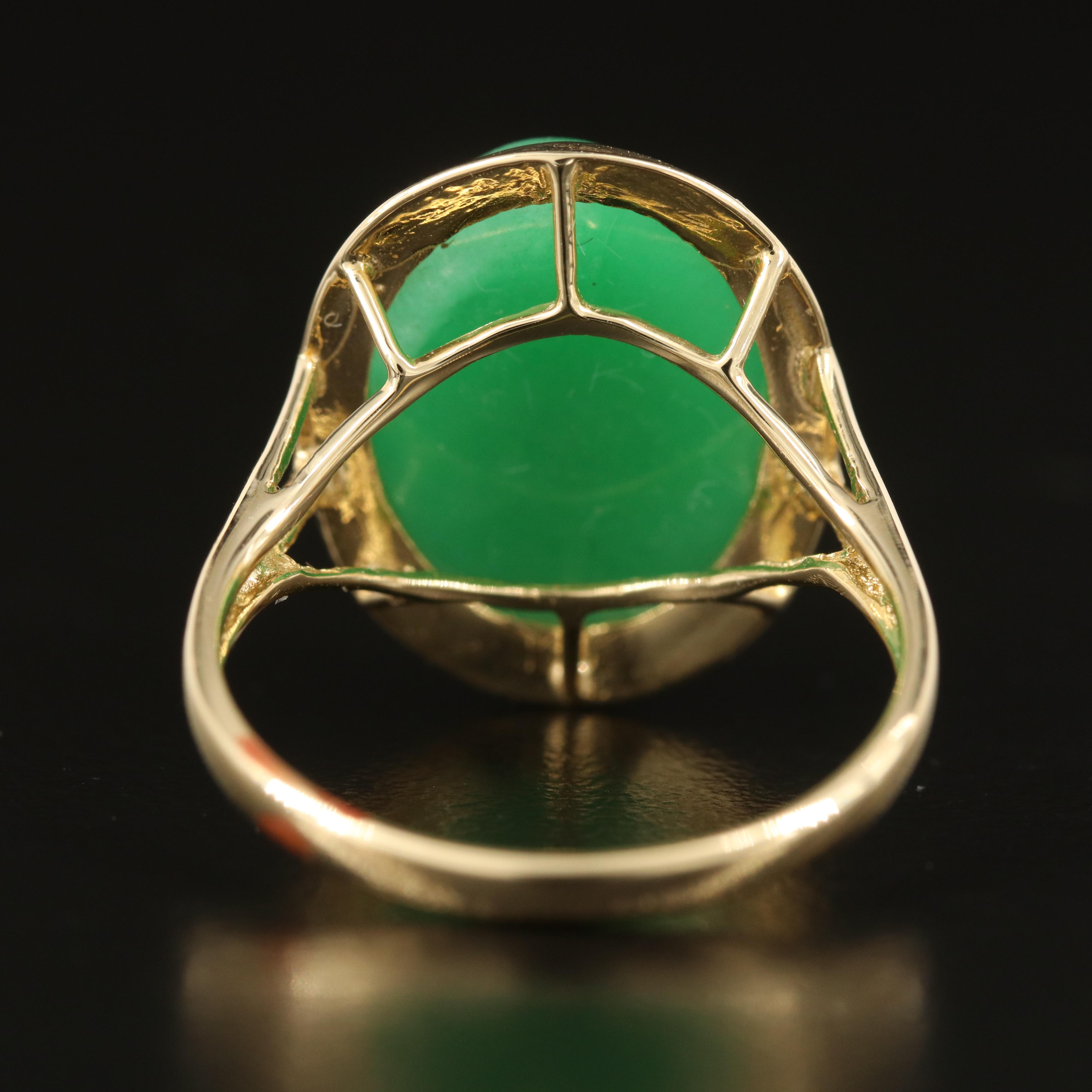 14K Jadeite Cabochon Ring