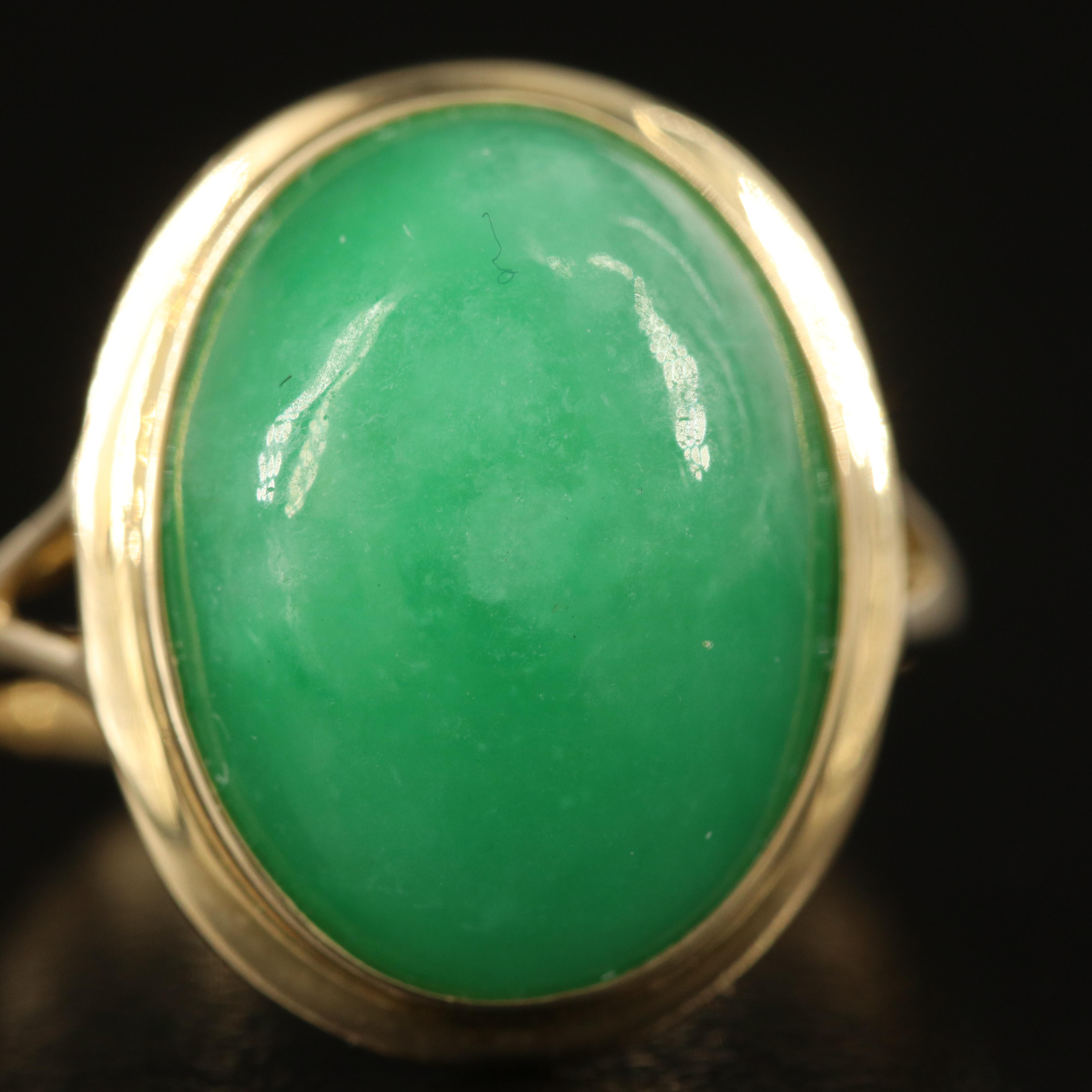 14K Jadeite Cabochon Ring