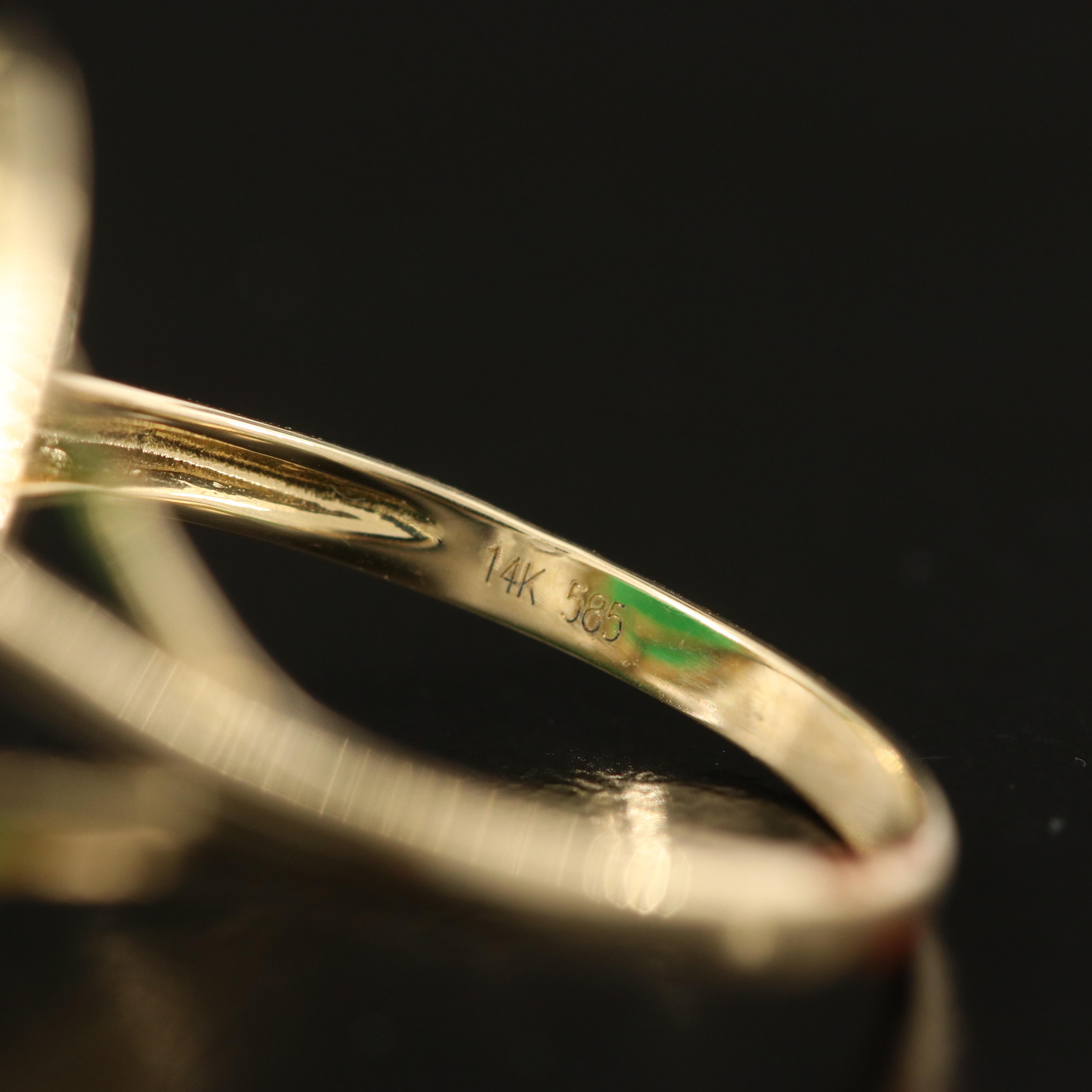14K Jadeite Cabochon Ring