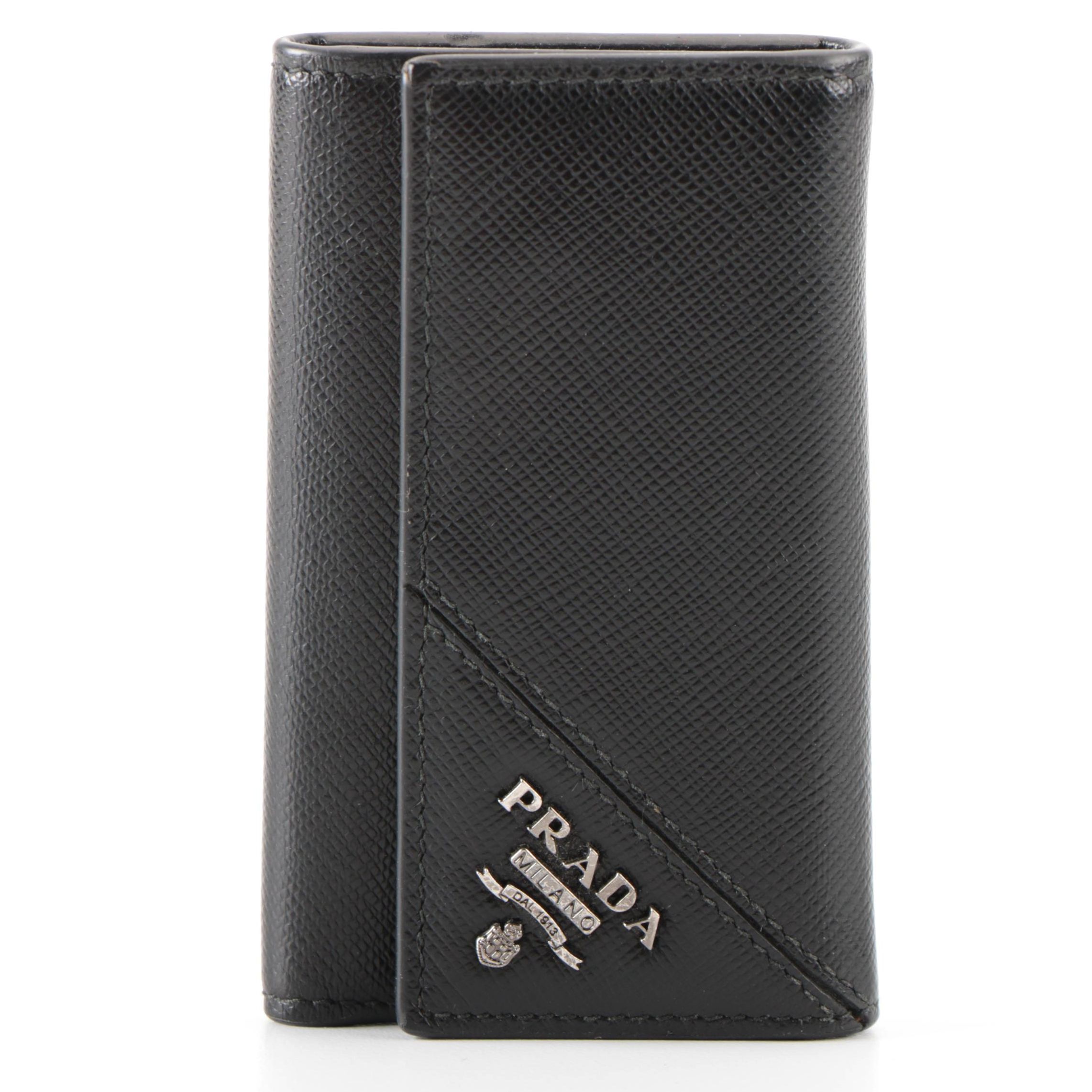 Prada Six-Key Holder in Black Saffiano Leather