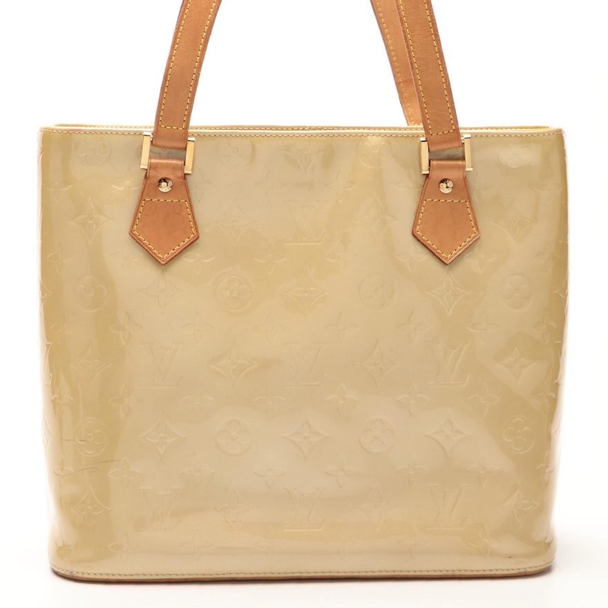 Louis Vuitton Houston Bag in Beige Monogram Vernis and Vachetta Leather