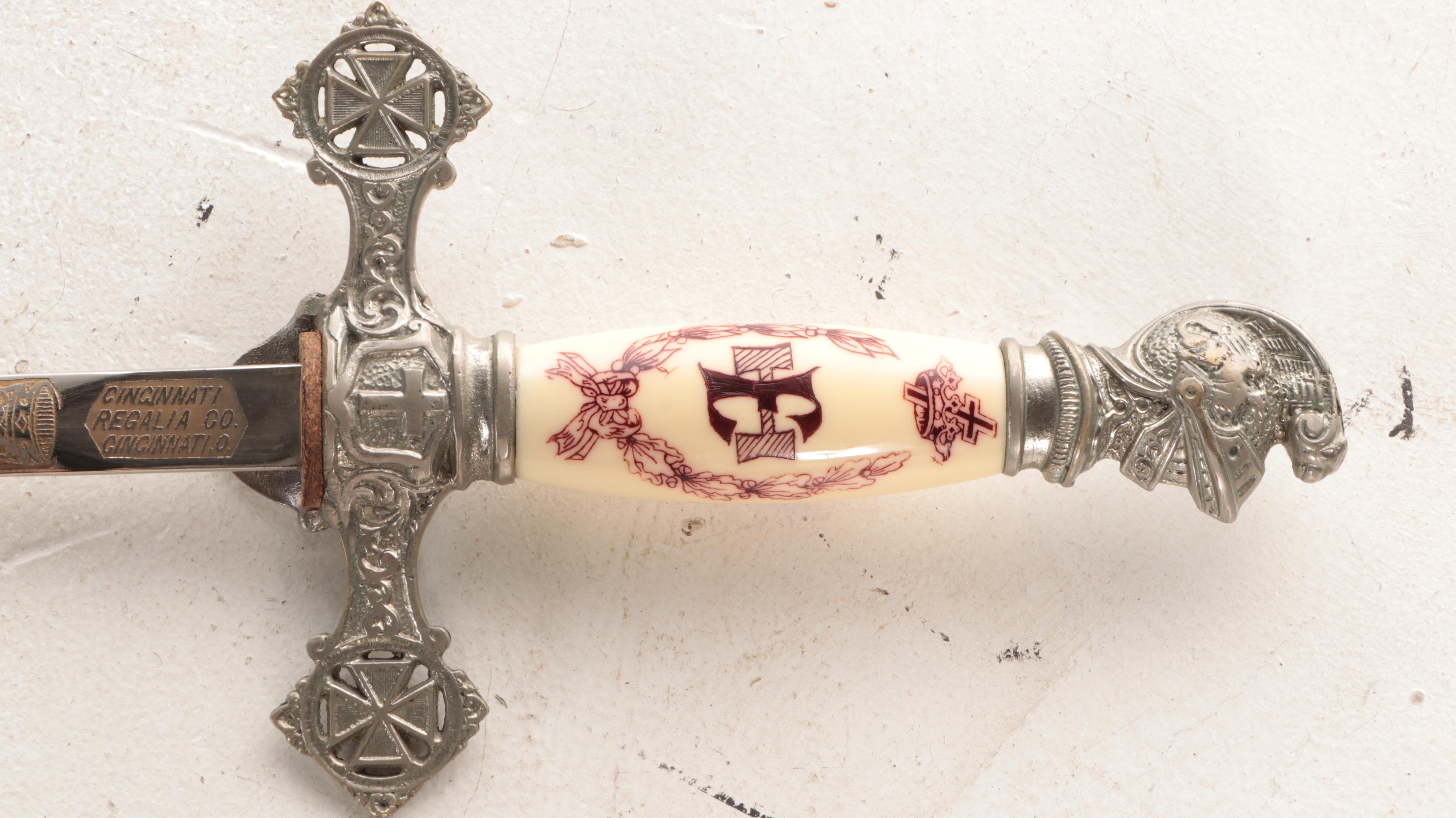 Cincinnati Regalia Co. Knights Templar Ceremonial Sword with Scabbard, 1900s