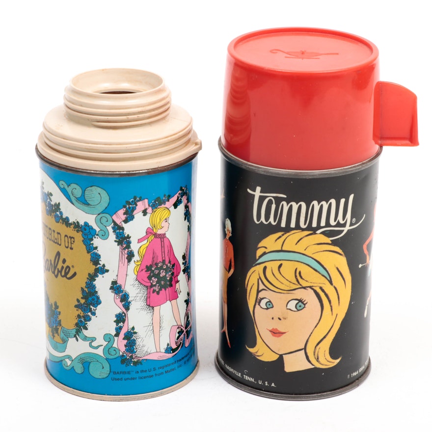 Mattel Inc. "Barbie" and Aladdin Inc. "Tammy" Thermoses, Mid to Late 20th C.