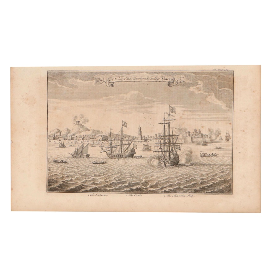 Emanuel Bowen Engraving From "Complete Collection of Voyages and Travels," 1744