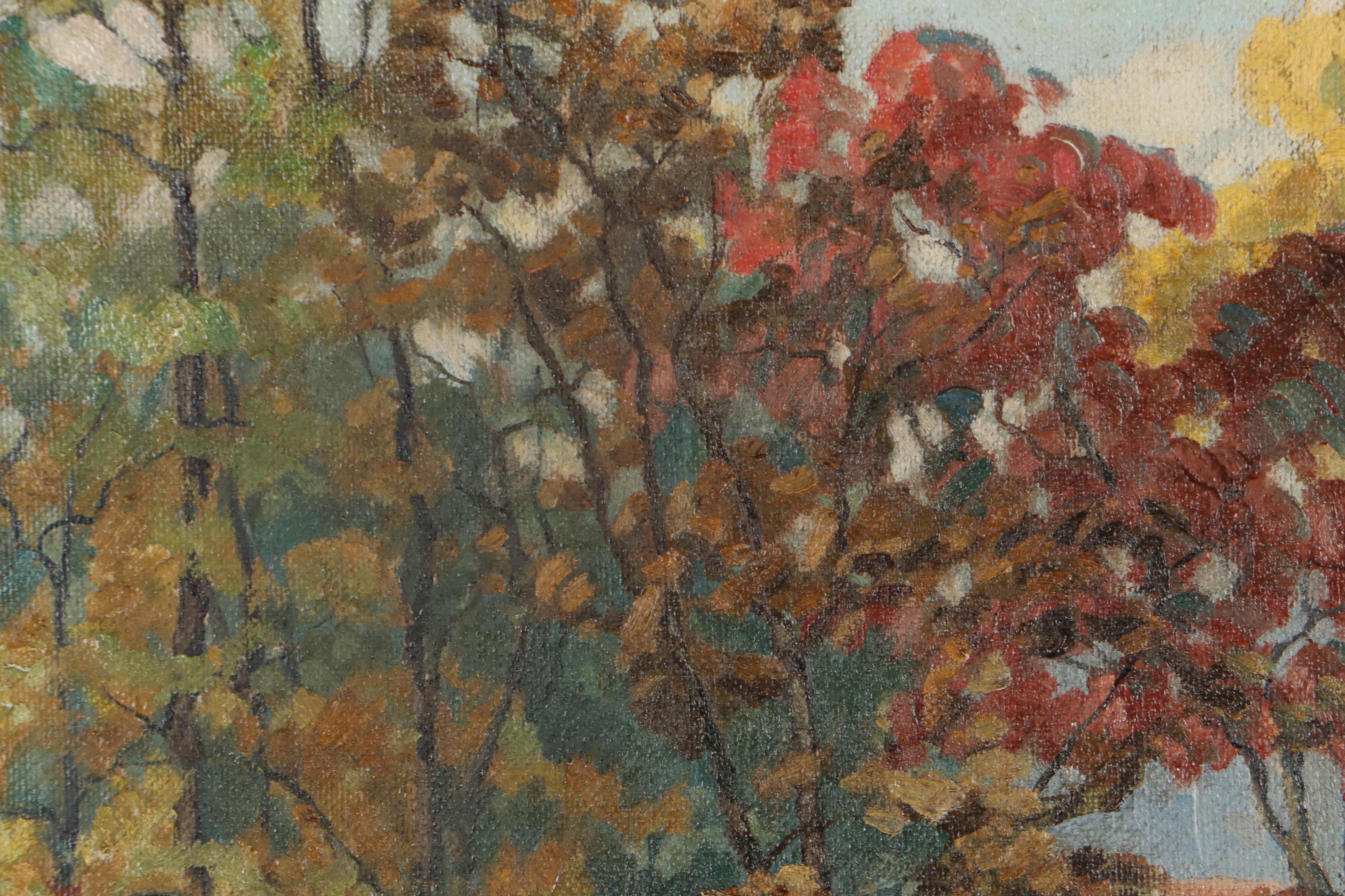 Ruthven Byrum Autumnal Landscape Oil Painting, Mid-20th Century