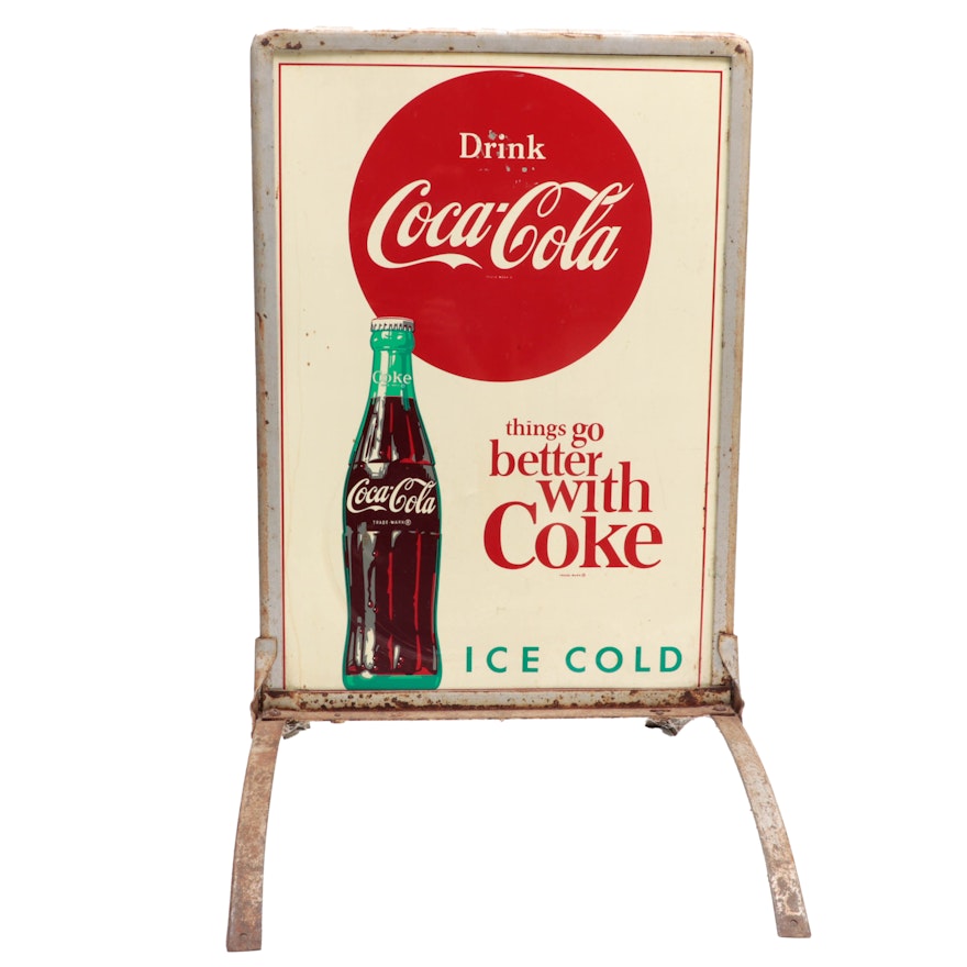Coca-Cola "Things Go Better with Coke" Sidewalk Sign with Chalkboard, 1960s