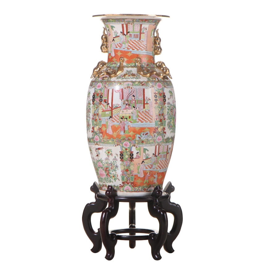 Chinese Famille Rose Porcelain Floor Vase, Late 20th Century
