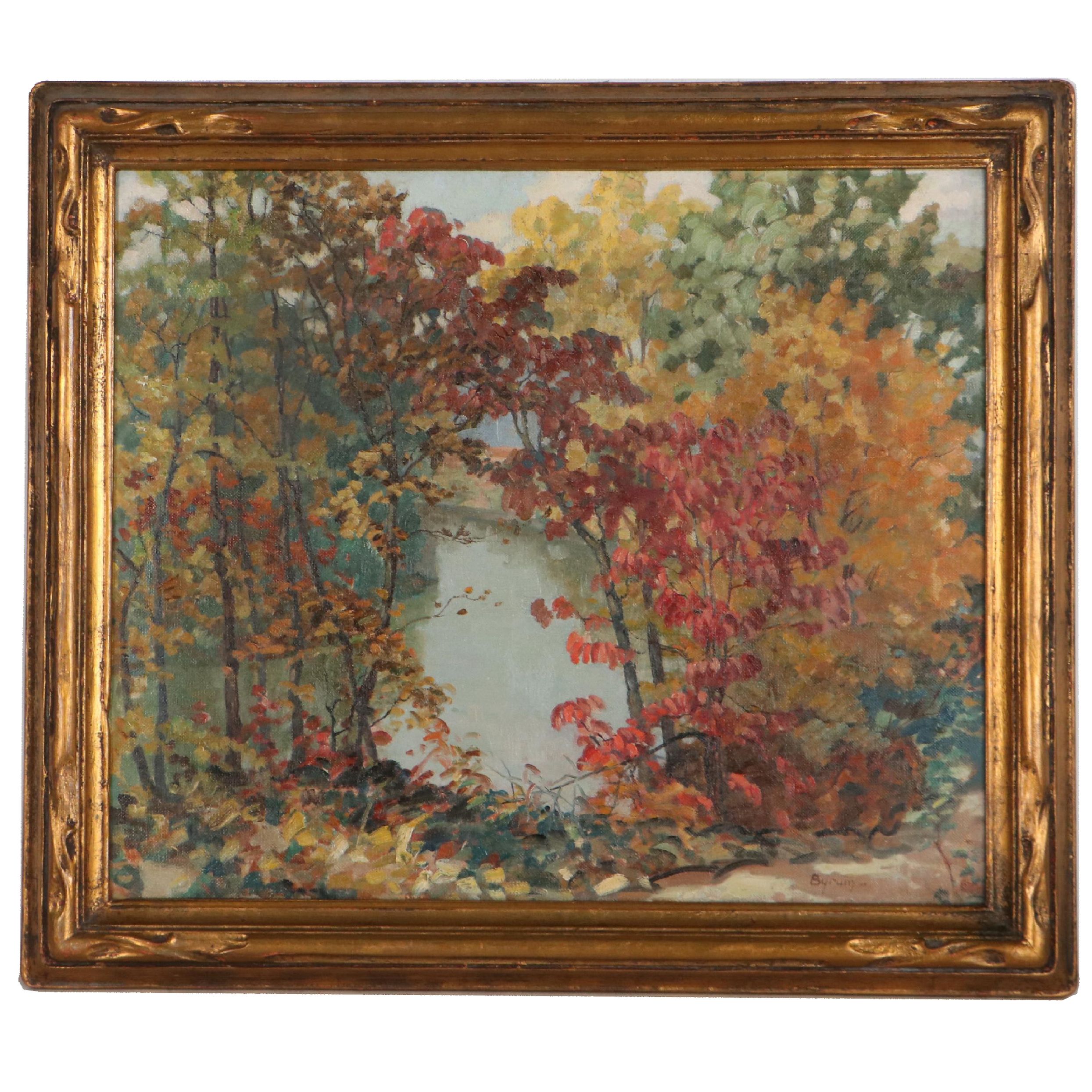 Ruthven Byrum Autumnal Landscape Oil Painting, Mid-20th Century