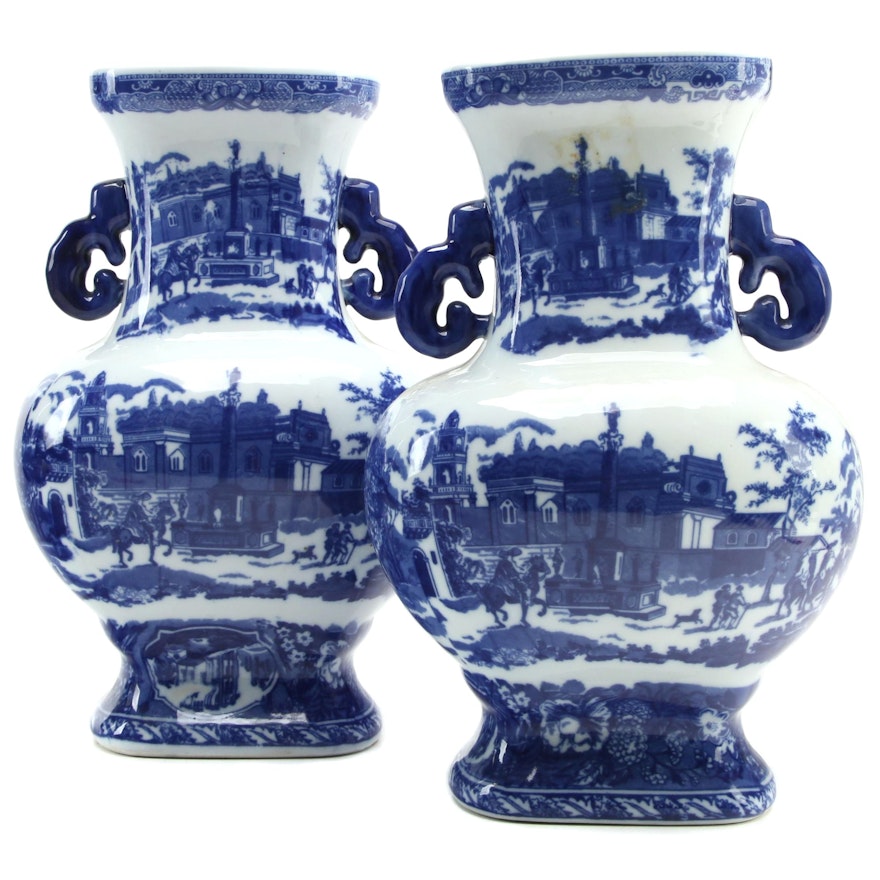 Victoria Ware Ironstone Handled Vases, Late 20th Century