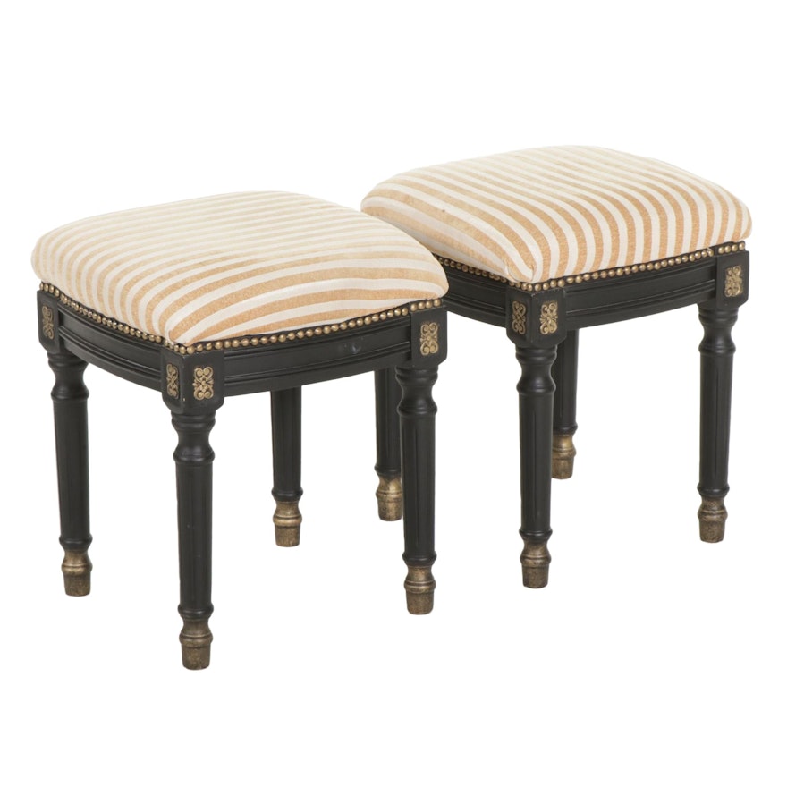 Pair of Contemporary Painted Stools with Upholstered Cushions