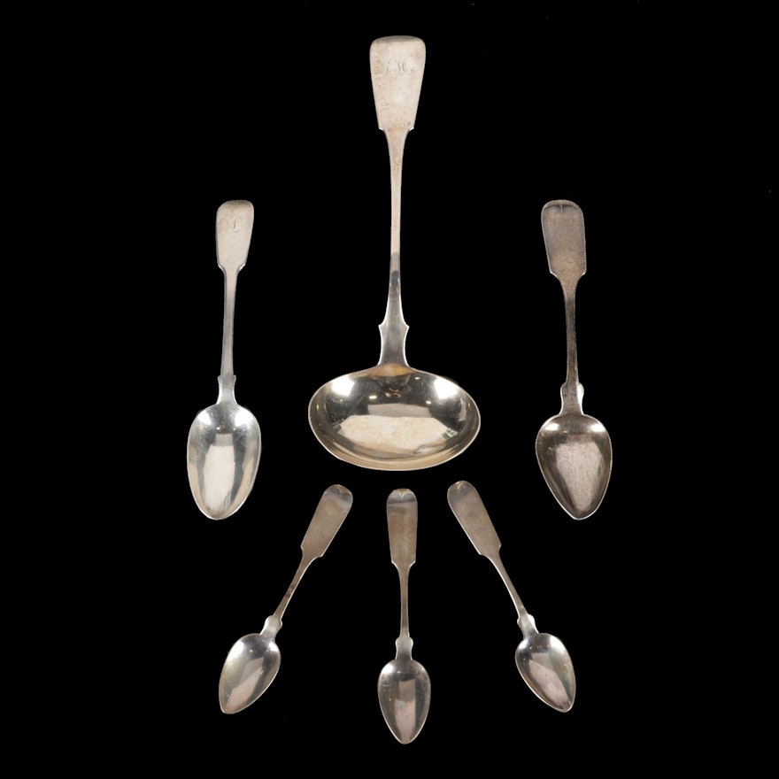 American Coin Silver and English Sterling Silver Spoons, Early to Mid 19th C.