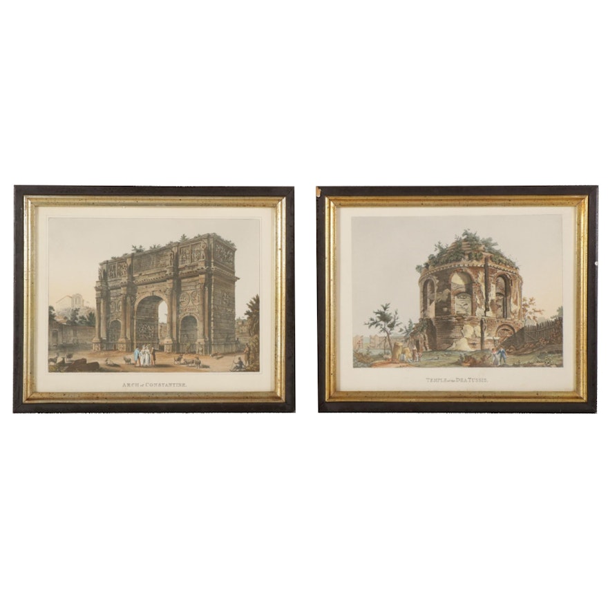 Hand-Colored Photogravure and Rotogravure of Roman Landmarks, Early 20th Century