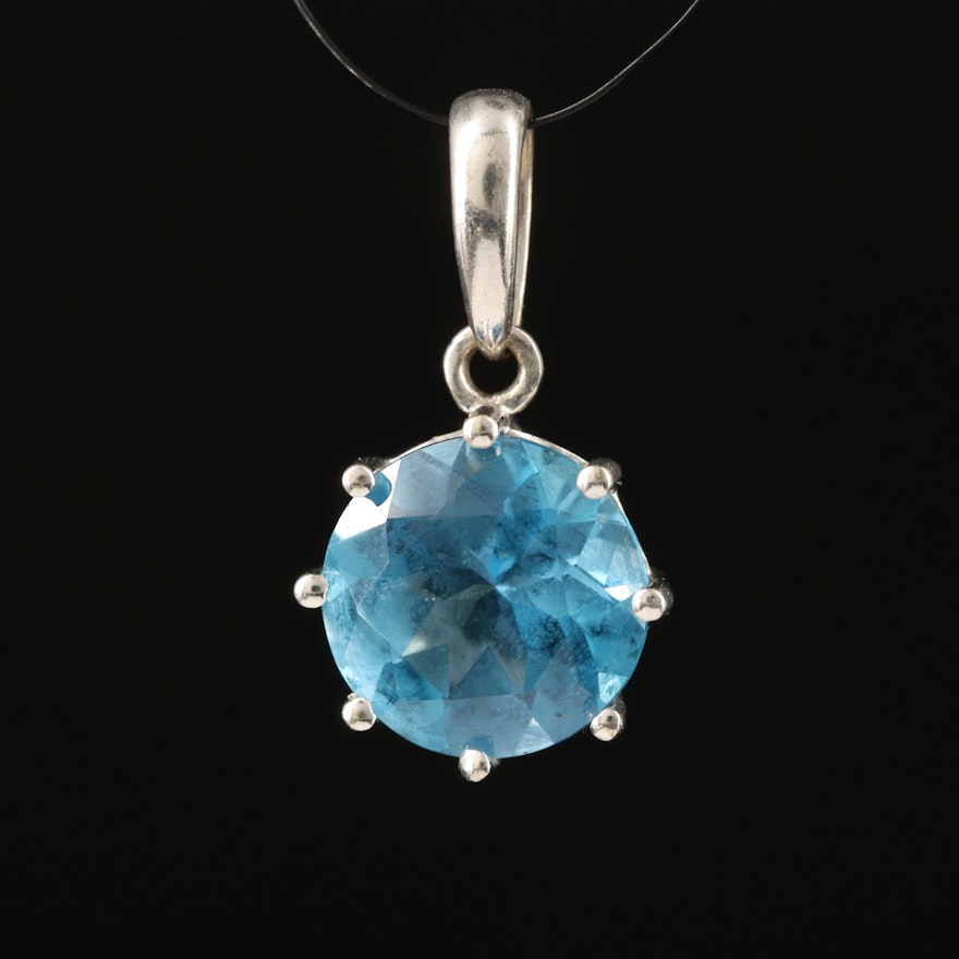 10K Topaz Solitaire Pendant