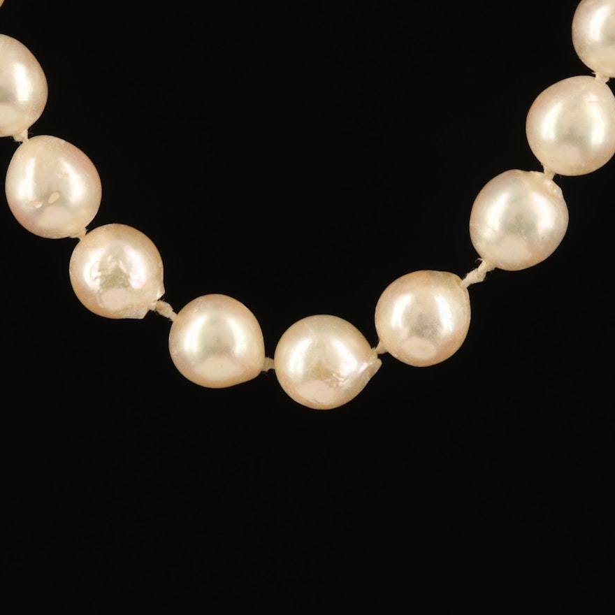 Semi-Baroque and Baroque Pearl Necklace with 14K Clasp