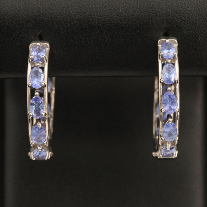 Sterling Tanzanite Inside-Out Hoop Earrings