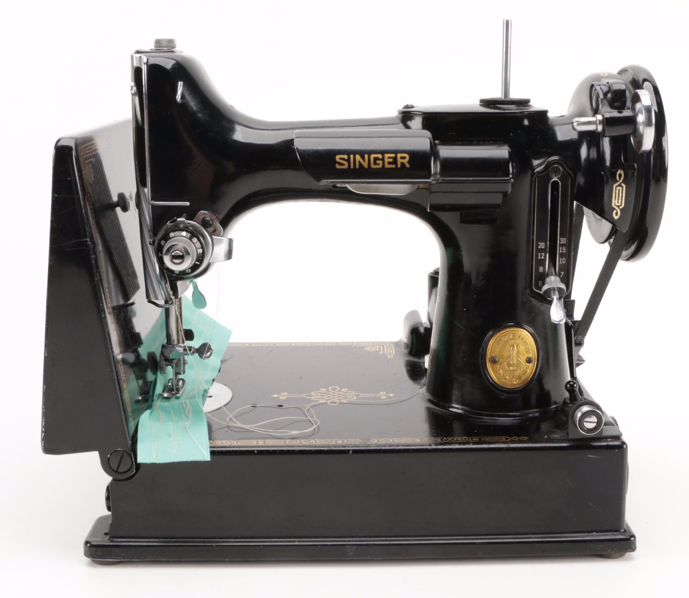Singer 221 Featherweight Sewing Machine with Case, 1948