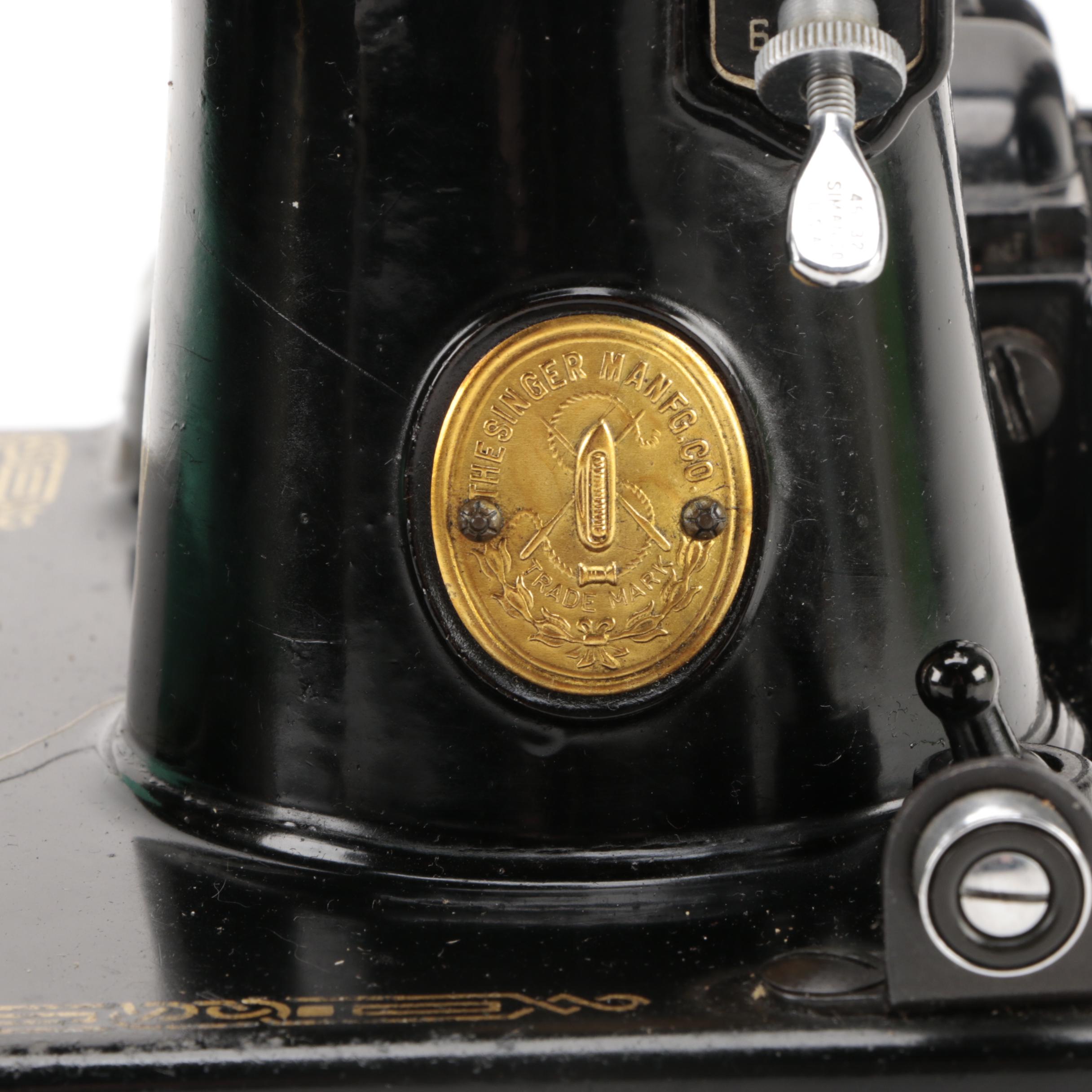 Singer 221 Featherweight Sewing Machine with Case, 1948