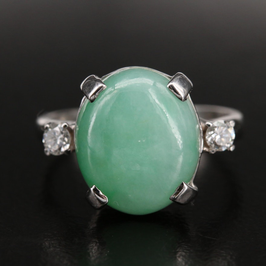 14K Jadeite and Diamond Ring