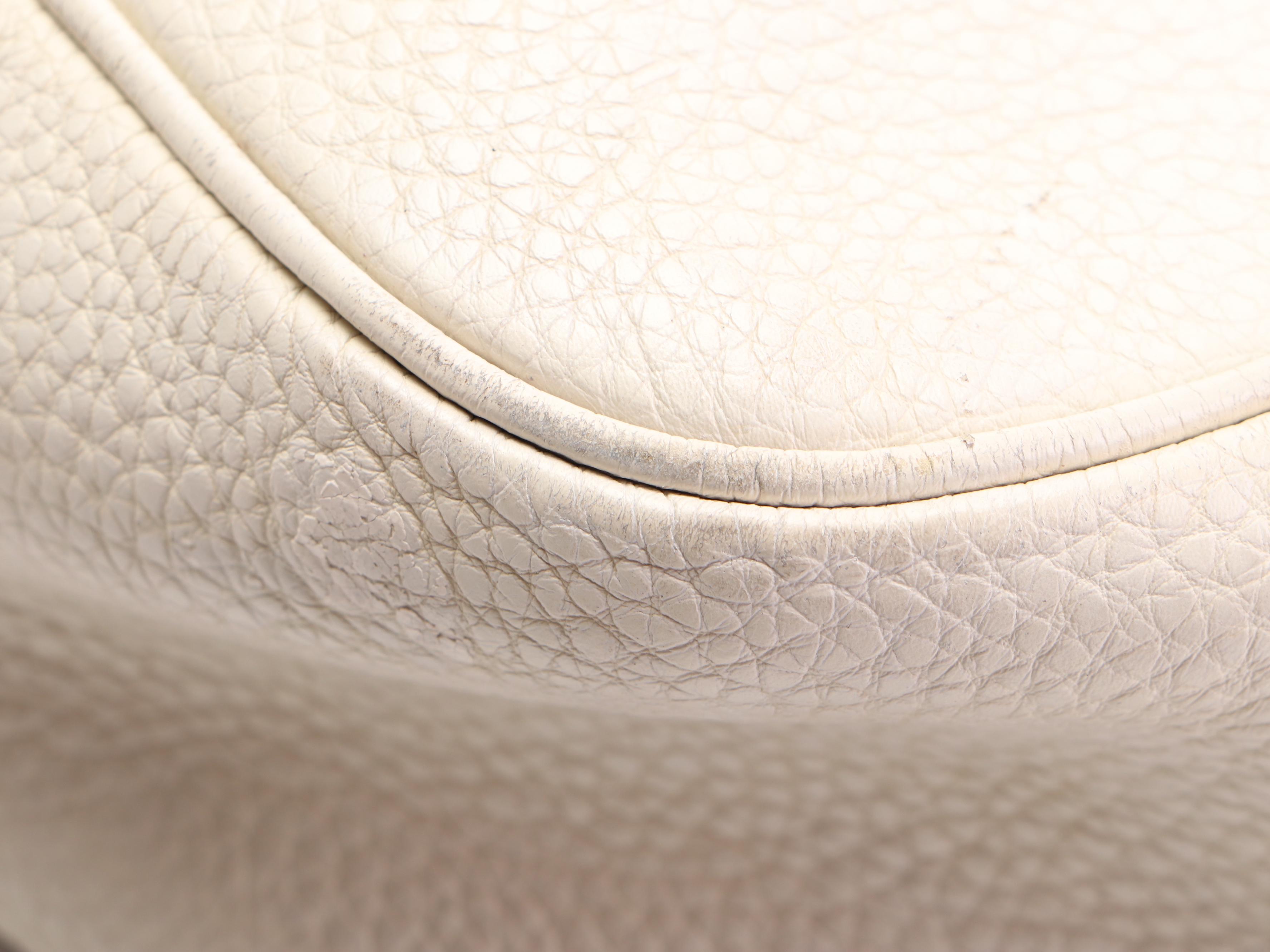 Prada Shoulder Bag in White Vitello Daino Leather with Grosgrain Webbing Detail