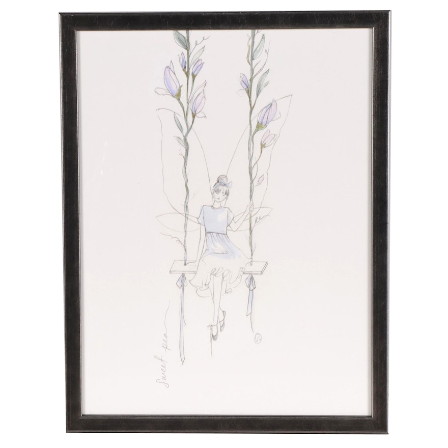 Restoration Hardware Flower Fairy Giclée "Sweet Pea"