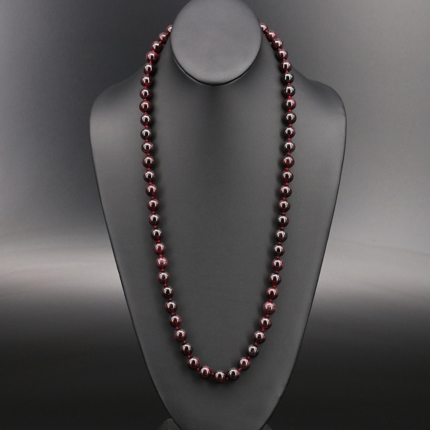Garnet Beaded Necklace with 14K Clasp