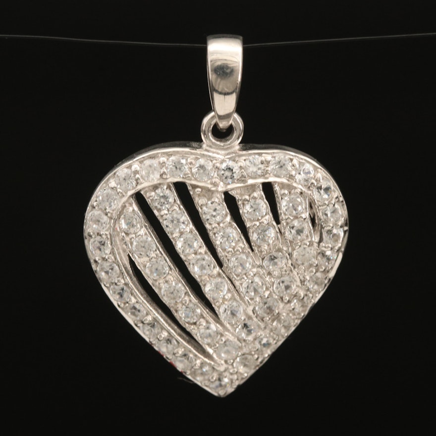 Sterling Zircon Heart Pendant