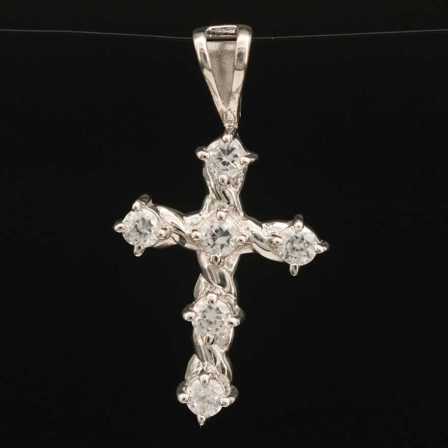 Sterling Zircon Cross Pendant