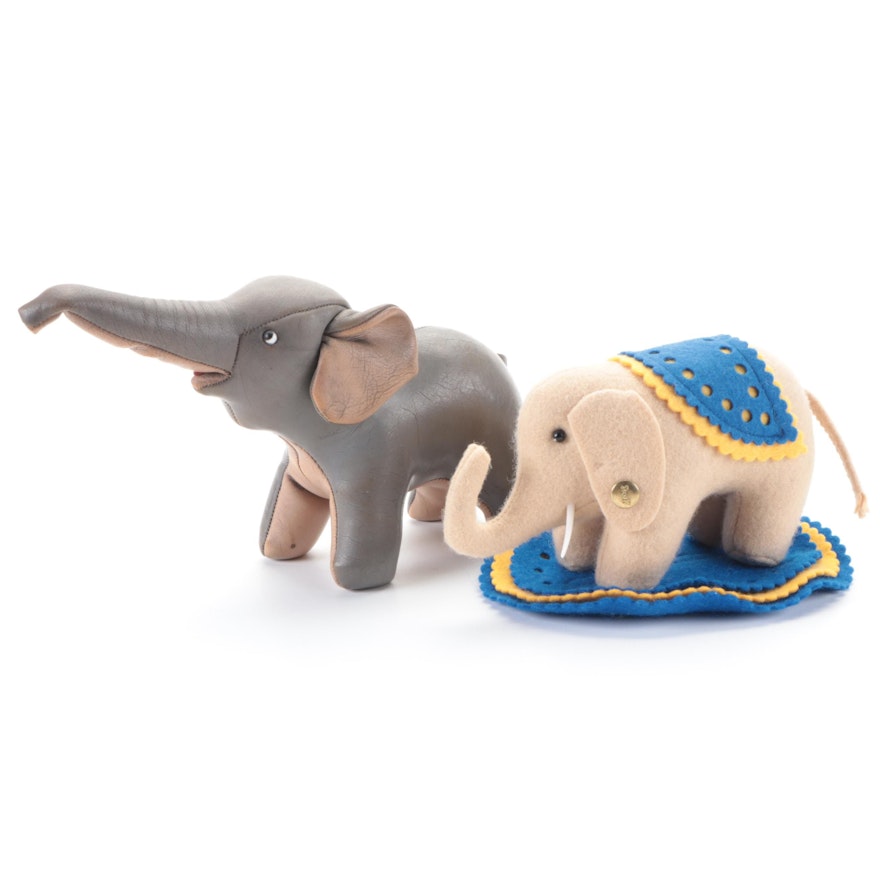 Steiff Felt Elephant Toy with Leather Elephant Toy