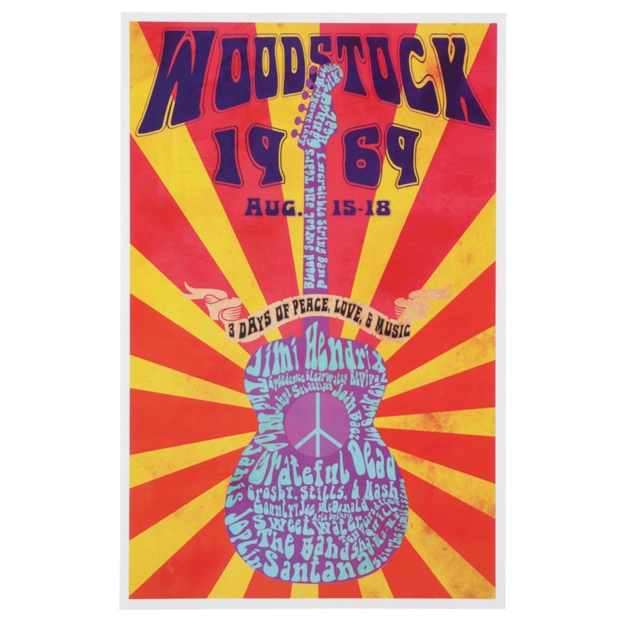 Woodstock 1969 Music Festival Homage Giclée, 21st Century