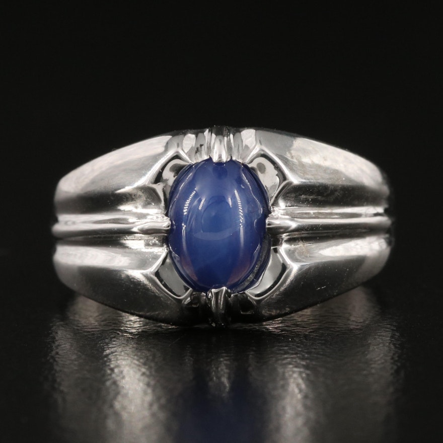 10K Star Sapphire Fluted Ring