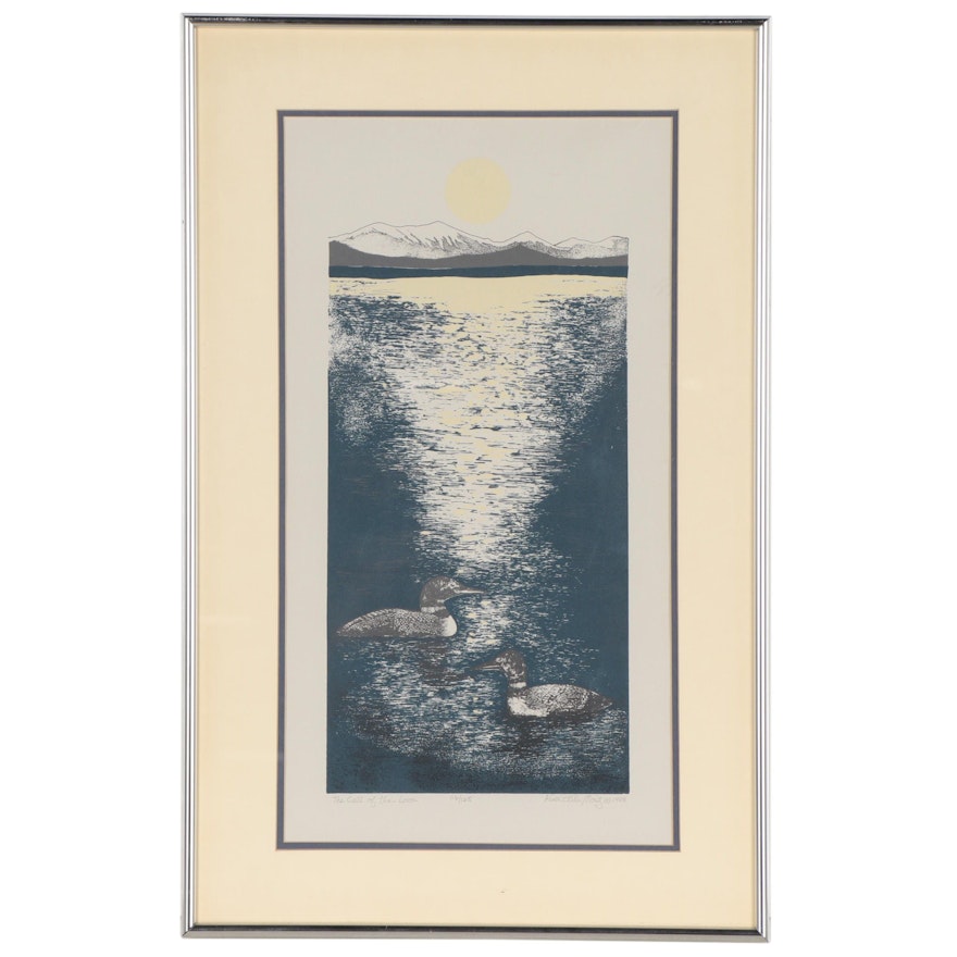 Wildlife Scene Serigraph "The Call of the Loon," 1988