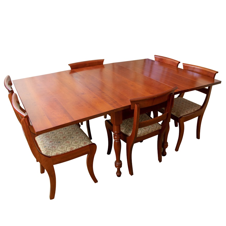 Federal Style Cherry Drop-Leaf Dining Set, Mid to Late 20th Century