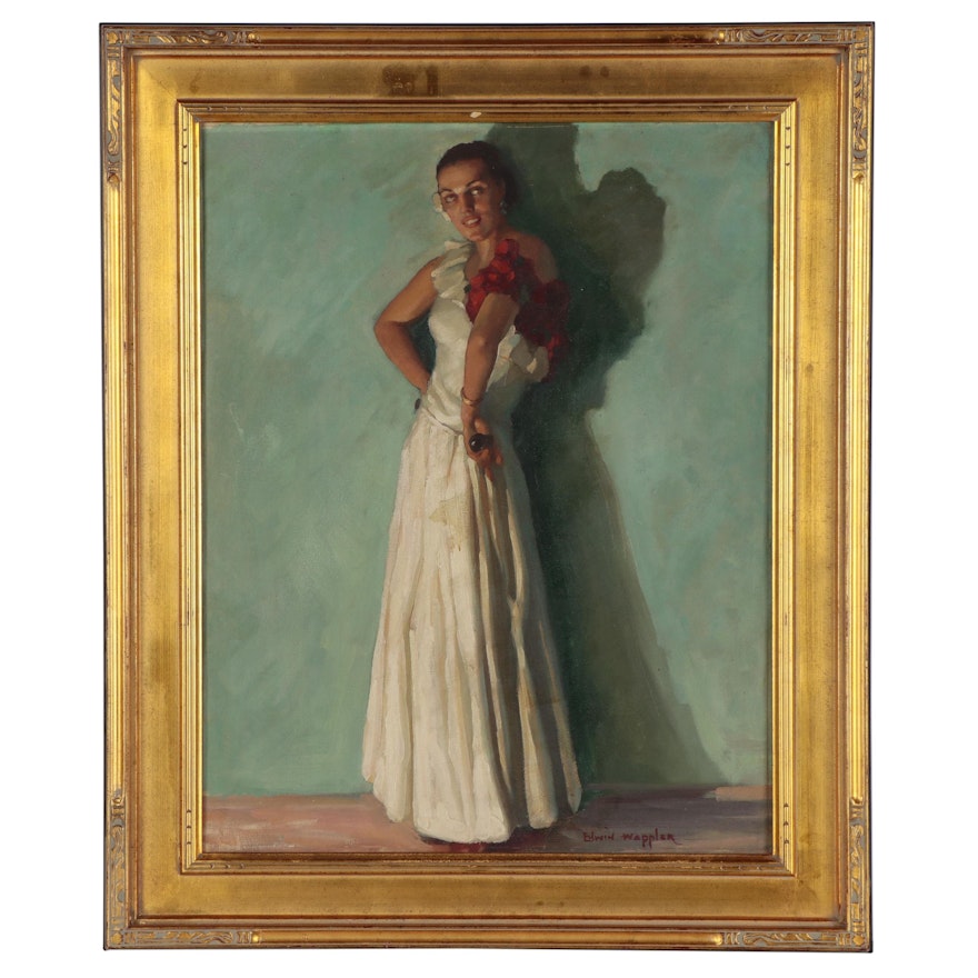 Edwin Wappler Portrait Oil Painting of a Dancer, Early 20th Century