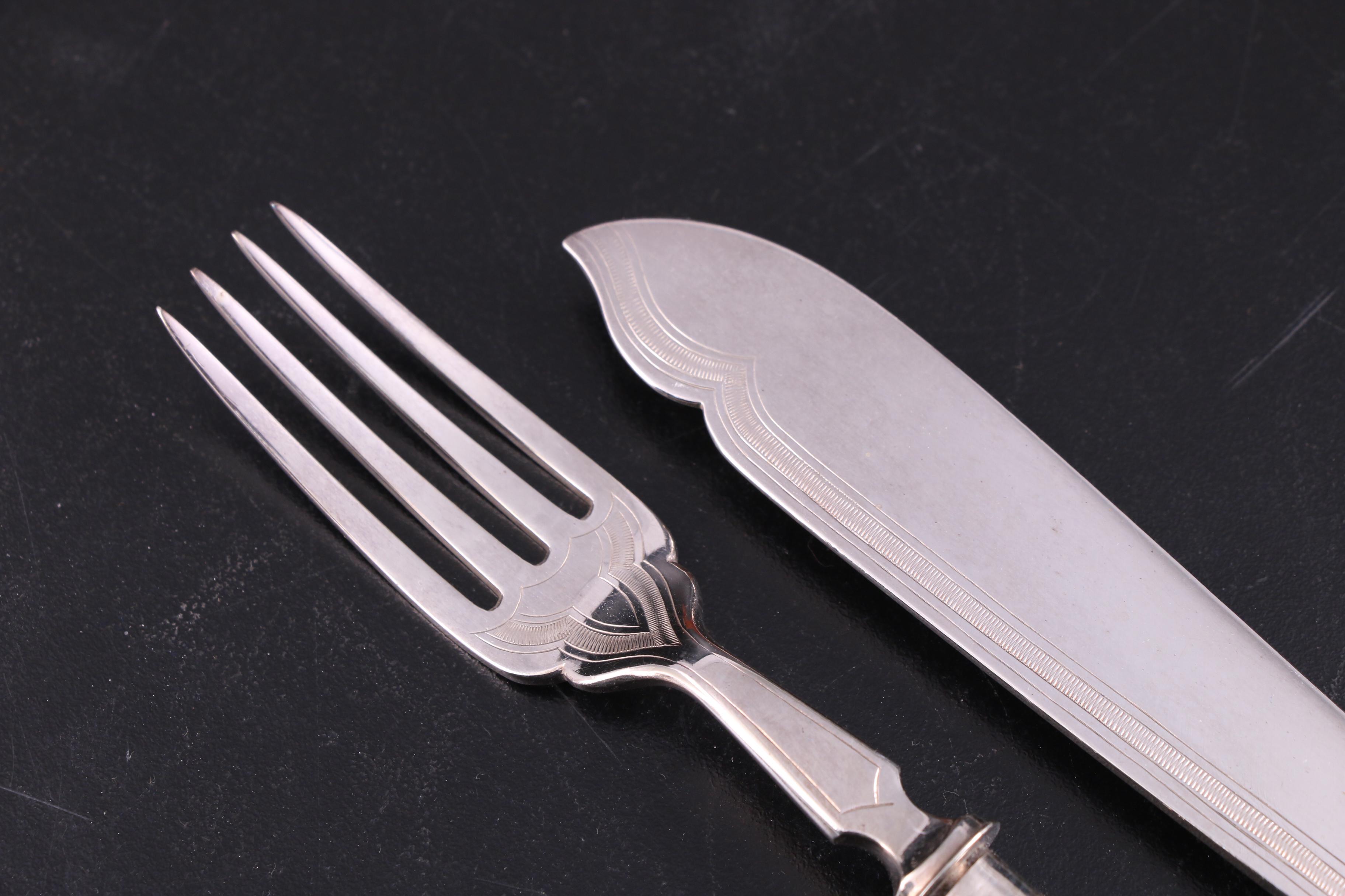 Martin Hall & Co. English Silver Plate Fish Flatware Set, Early 20th Century